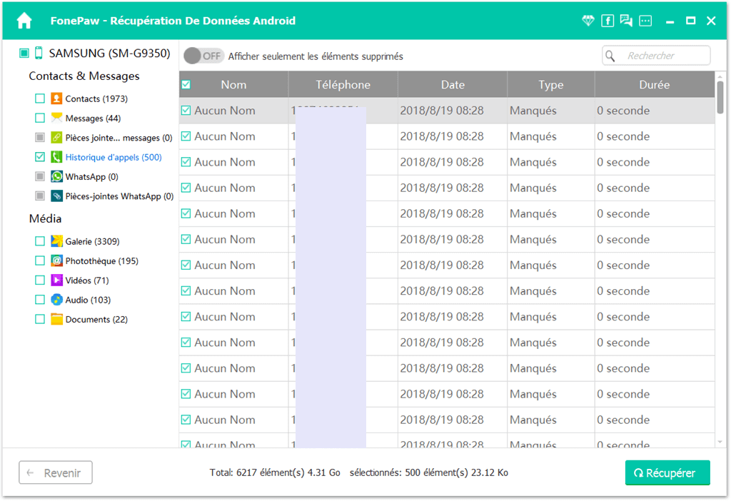 récupérer historique des appels supprimé