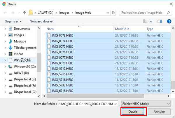 ajouter Heic photos