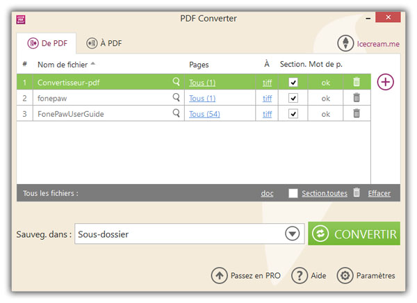 Configurer un fichier PDF