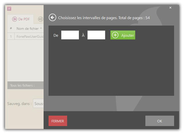 Choisir les intervalles de pages