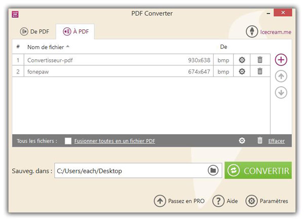 Convertir BMP en PDF