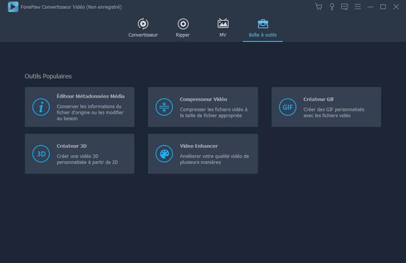 Boîte à outils dans FonePaw Convertisseur Vidéo