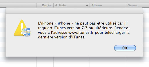 Impossible d'utiliser iPhone/iPad sur iTunes