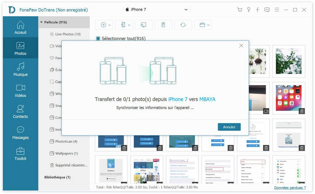 FonePaw DoTrans - exporter des photos sur iPhone