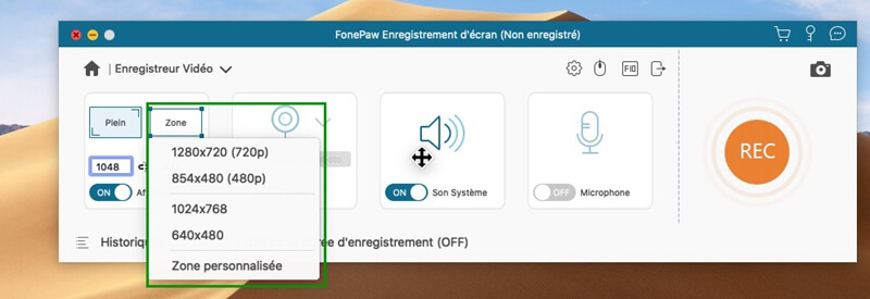 Configurer la zone d’enregistrement et la narration