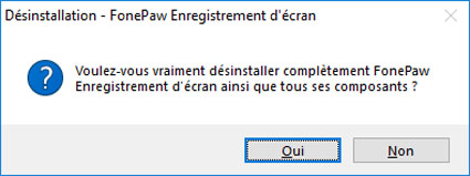 Confirmez la suppression du logiciel