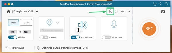 Paramètres de l'enregistreur d'écran