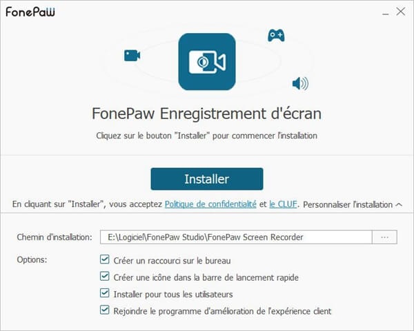 Personnaliser les options d'installation