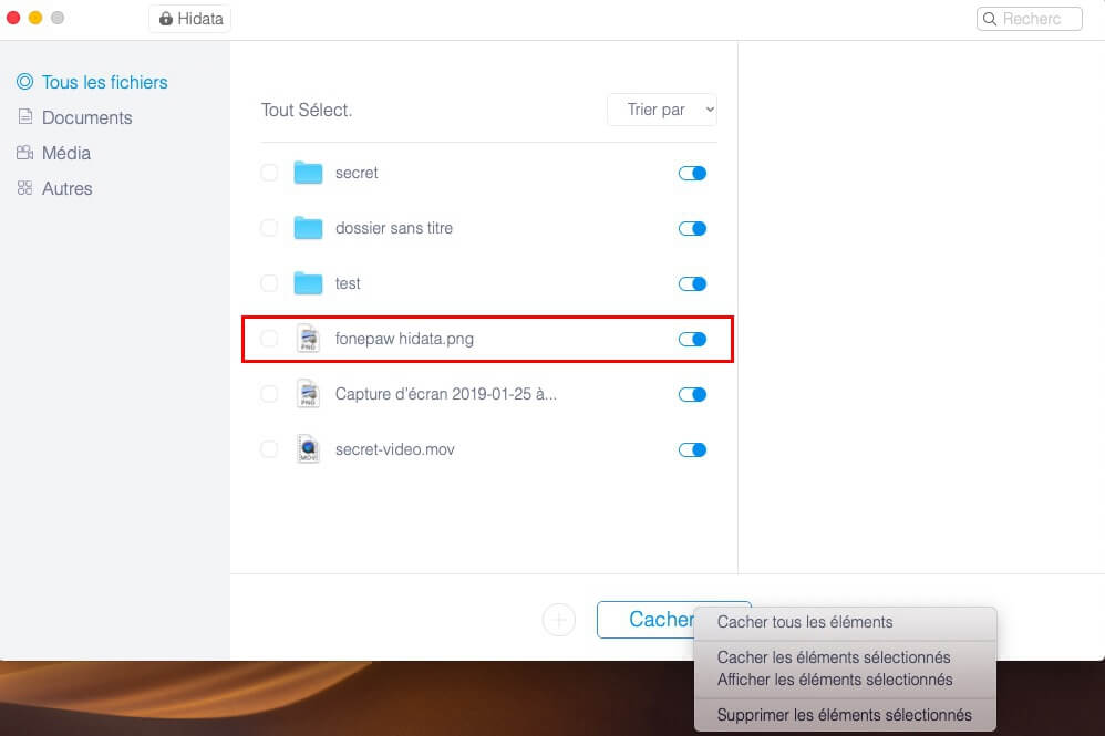cacher des fichiers et des dossiers sur un Mac