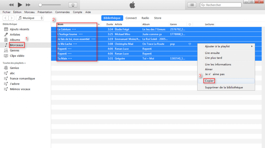 synchroniser musiques iPhone sur iTunes