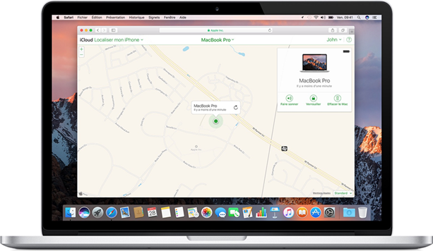 configurer localiser mon mac