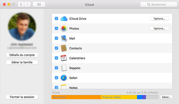 iCloud sur Mac