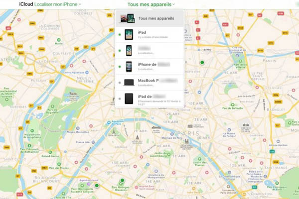 Tous les appareils de votre compte iCloud