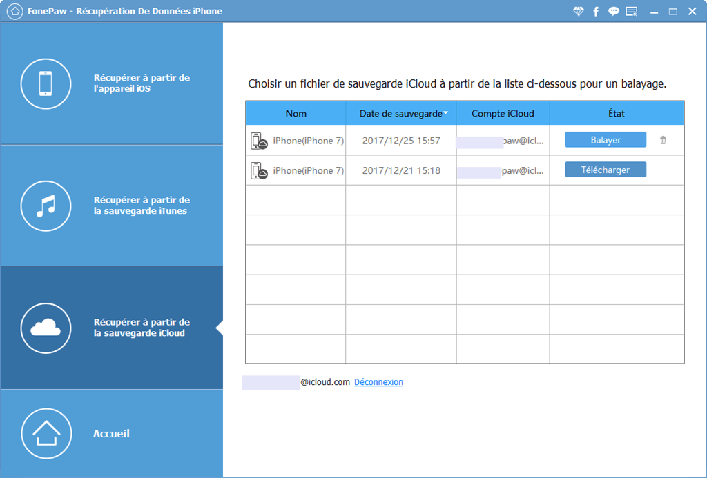 retrouver des contacts sur iCloud