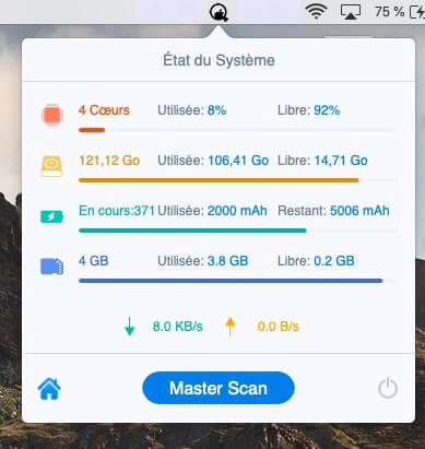 Barre de menu pour MacMaster sur Mac