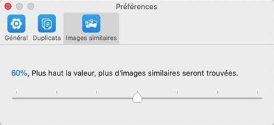 Configurer la valeur pour trouver les images similaires