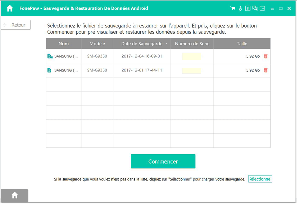 fichier de la sauvegarde