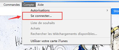 cliquez sur compte iTunes