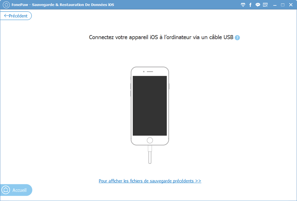 Lancez le logiciel FonePaw - Sauvegarde & Restauration De Données iOS