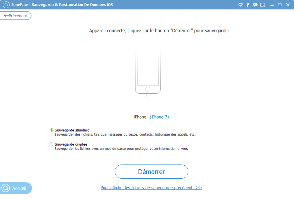 logiciel de Sauvegarde cryptée De Données iOS