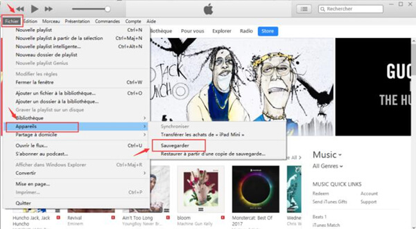 Sauvegarder sur iTunes