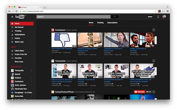 activer mode sombre youtube
