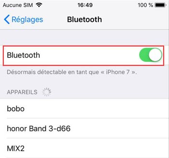 Activez le Bluetooth