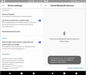 Appareil Google paramètres Bluetooth