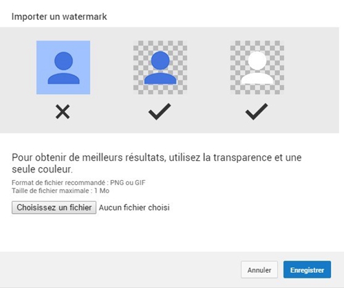 Enregistrer un watermark sur Youtube