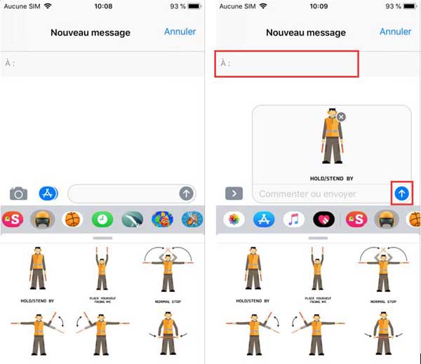Envoyer des autocollants dans Messages