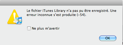 erreur 54 itunes