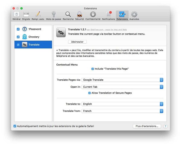 extensions safari macos sierra