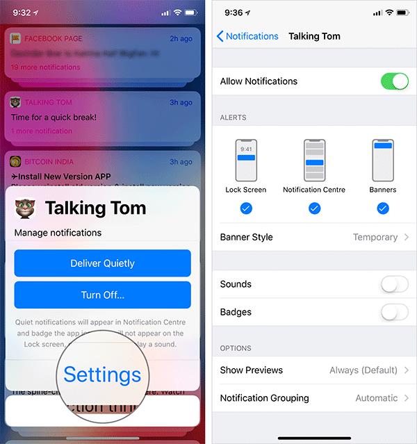 Modifier les paramètres de notifications
