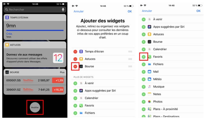 Personnaliser les widgets