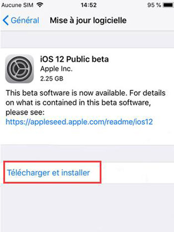 Appuyez sur « Télécharger et installer »