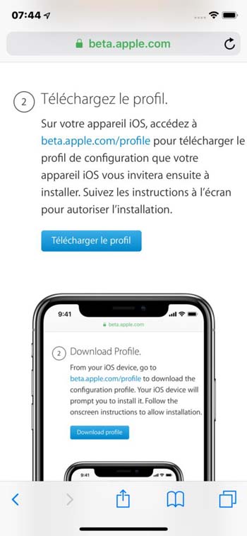 Appuyez sur « Télécharger le profil »