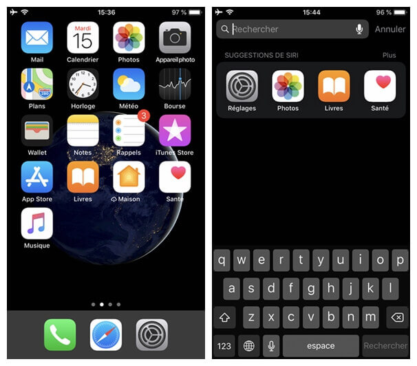 la barre de recherche de votre iPhone