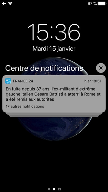 Centre de notifications » de votre iPhone