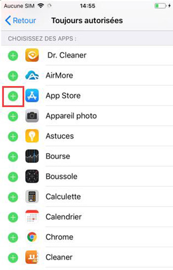 Choisir les apps pour le « Temps d’arrêt »