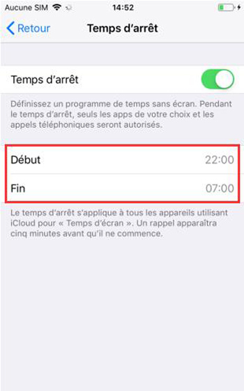 Configurer « Temps d’arrêt »