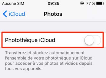 désactiver votre photothèque iCloud