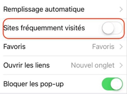 désactiver « Sites fréquemment visités » sur Safari