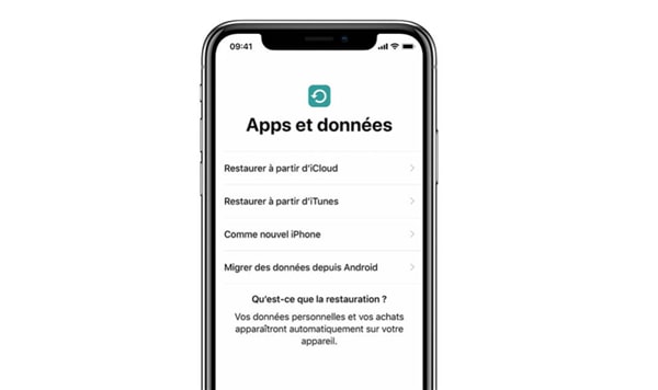 restaurer l'iPhone XS (Max) à partir d'une sauvegarde iCloud