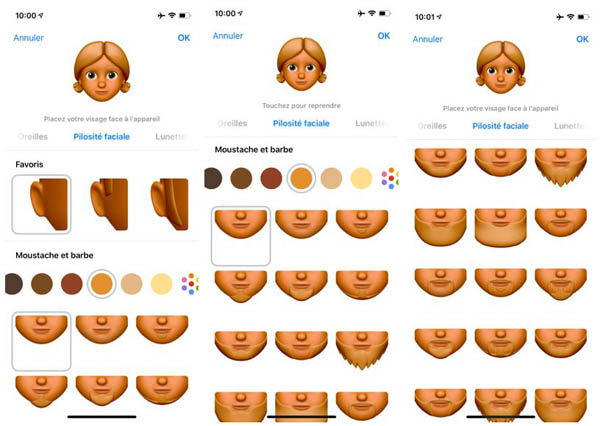 Modifier les détails d'un Memoji