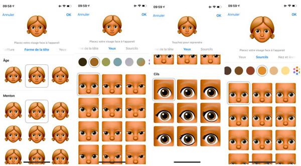 Modifier les détails d'un Memoji