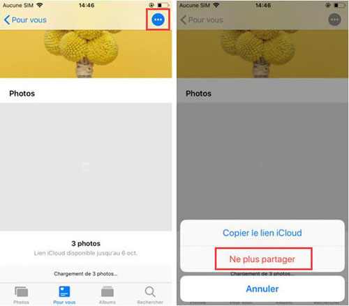 Ne plus partager le lien iCloud