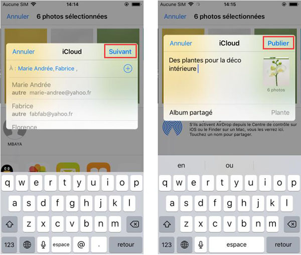 Publier partager Album iCloud