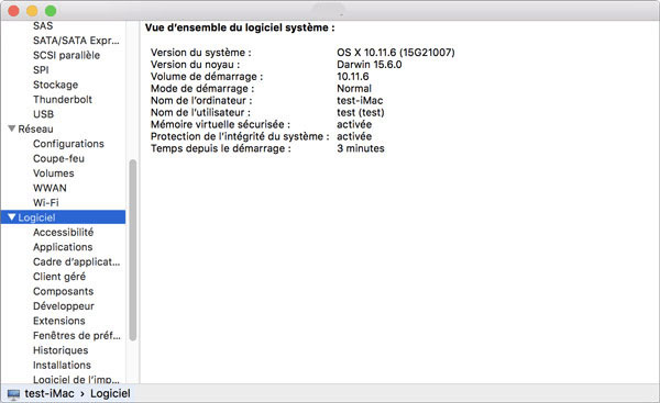 La section « Logiciels » sur Mac