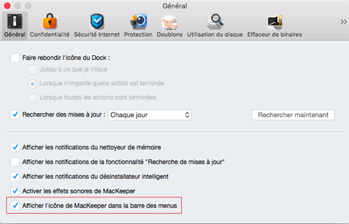 Supprimer MacKeeper dans la barre de menus