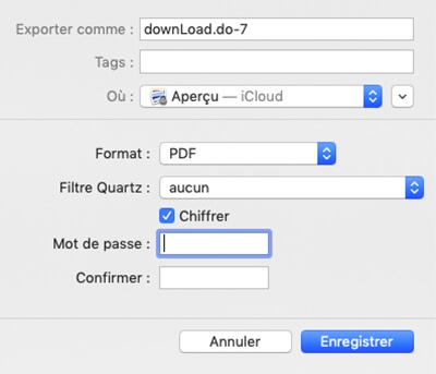 Chiffrer un fichier PDF sur Mac